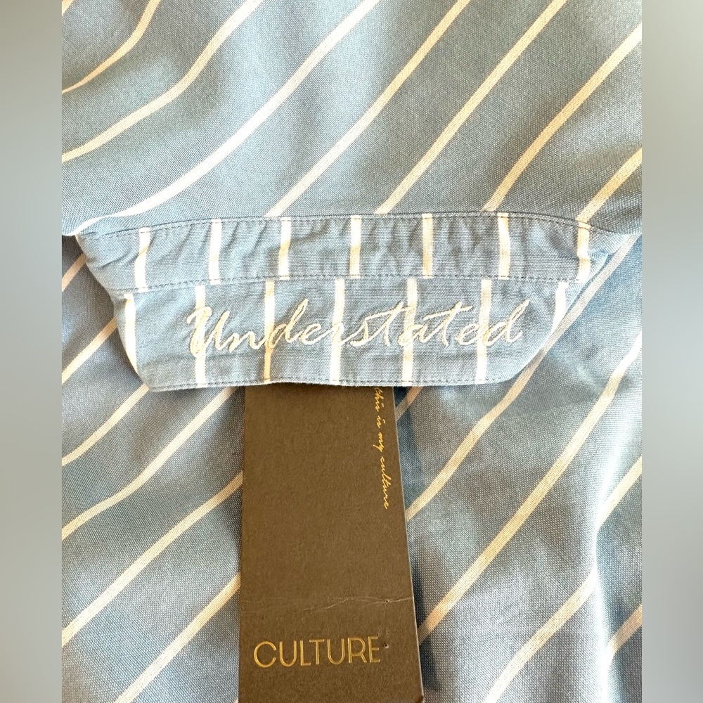 NWT Culture Blue and White Striped Shirt Dress “Understated” - Picture 3 of 14